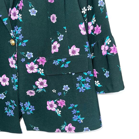 Lane Bryant The Bryant Blazer Deep Green Floral Bell Sleeve Blazer Size 16 - Picture 7 of 16